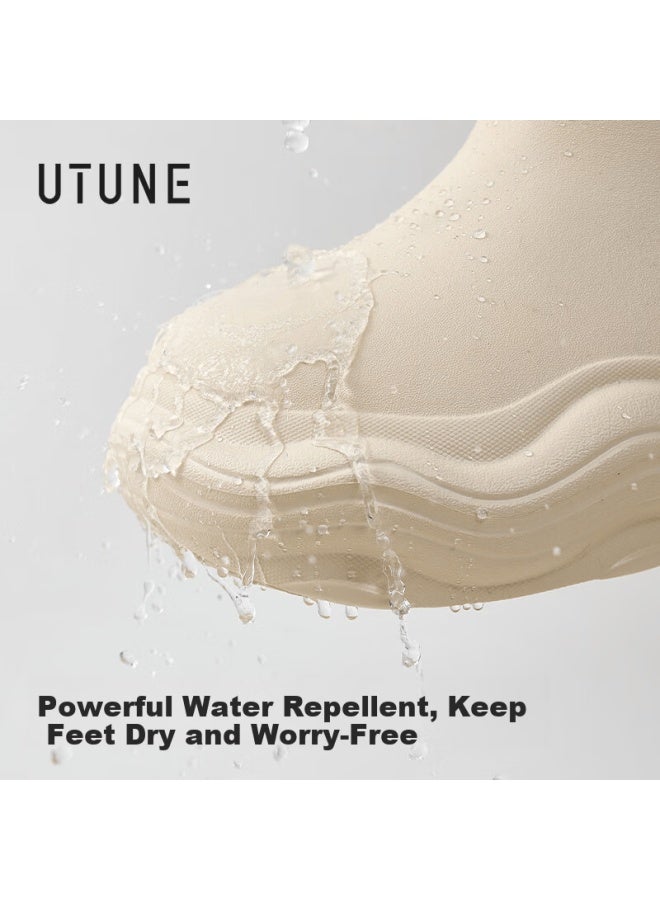 utune Youdiao Rain Boots Non-slip Waterproof Fashion New Thick Sole Height Increasing Outdoor Short Boots Women Mustard Green Size 39-40 - Image 2