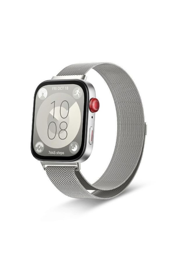 Fuxi لـ Huawei Fit3 Strap Fit2 Milanese سوار معصم مغناطيسي لطيف مناسب للصيف قابل للتنفس - اللون: [فضي ضوء القمر] ميلانيزي - مناسب لسلسلة Huawei Fit3 - Image 1