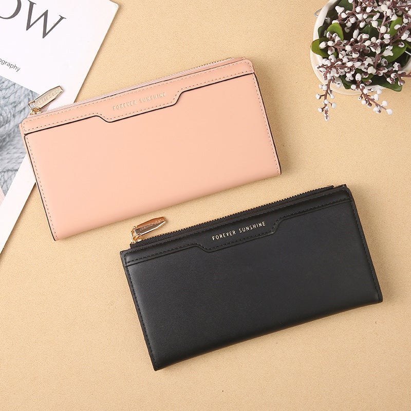 Multifunctional Solid Color PU Leather Wallet, RFID Blocking Design Portable Daily Storage Purse for Cards Cash Coin Business Use - Image 1