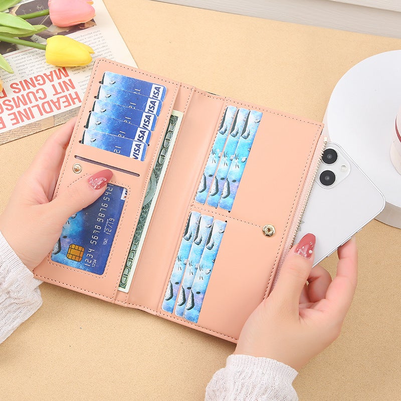 Multifunctional Solid Color PU Leather Wallet, RFID Blocking Design Portable Daily Storage Purse for Cards Cash Coin Business Use - Image 2