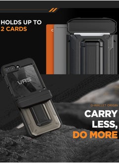 VRS Design D-Wallet Origin Samsung Galaxy Z Flip 6 Case Cover Rugged Semi Auto Wallet [2 Card Holder Slot] Built-in [Kickstand] and [Hinge Protection] - Black  - Image 3