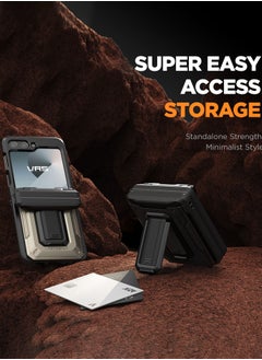 VRS Design D-Wallet Origin Samsung Galaxy Z Flip 6 Case Cover Rugged Semi Auto Wallet [2 Card Holder Slot] Built-in [Kickstand] and [Hinge Protection] - Black  - Image 5