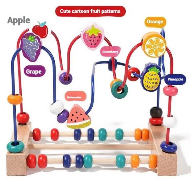 ف.ا.م.س لعبة متاهة الخرز والعداد الخشبي مستوحاة من منهج مونتيسوري – لعبة تركيب متعددة الأغراض لتنمية الإدراك البصري والتنسيق بين العين واليد للأطفال والرضع - Image 1
