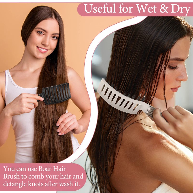 Zopeal 9 Pcs Detangling Brush Bulk Boar Bristle Hair Brushes Curved and Vented Detangler Hairbrush for Women Men Shiny Detangling Dry, Wet, Curly, Thick or Straight Long Blowing Hair Accessories - Image 5