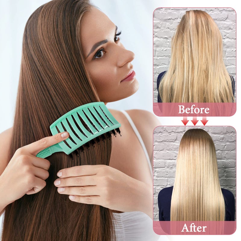 Zopeal 9 Pcs Detangling Brush Bulk Boar Bristle Hair Brushes Curved and Vented Detangler Hairbrush for Women Men Shiny Detangling Dry, Wet, Curly, Thick or Straight Long Blowing Hair Accessories - Image 3