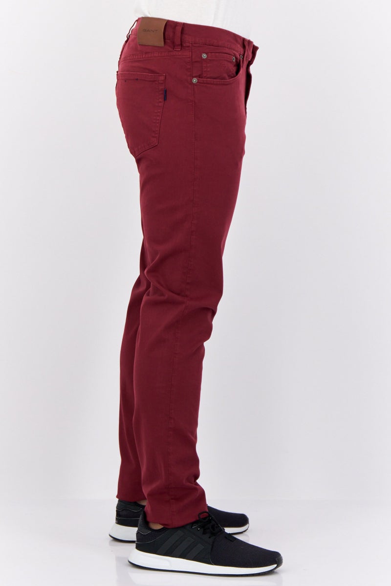 GANT Men Slim Fit Plain Chino Pants, Maroon - Image 2