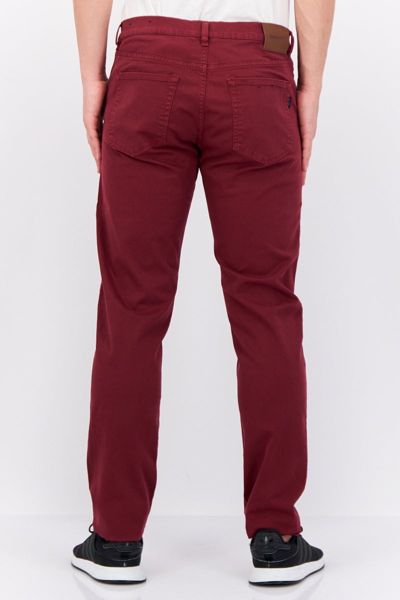 GANT Men Slim Fit Plain Chino Pants, Maroon - Image 3