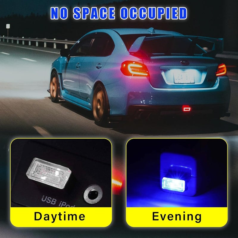 Augeny 4 PCS USB LED Car Interior Atmosphere Lamp, Plug-in USB Decor Night Light, Portable Auto Ambient Lighting Kit, Universal Vehicle Interior Accessories for Most Cars (Red & Blue) - Image 4