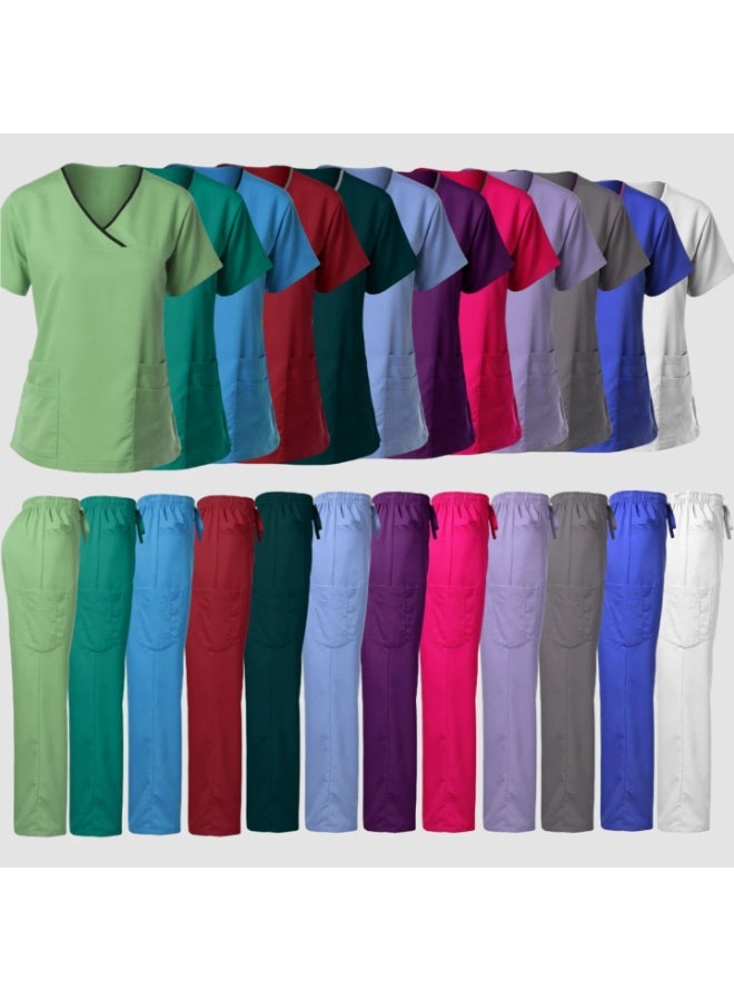 Loquat Womens Medical Scrubs Set Medical Uniform Set Wine Red - Image 3