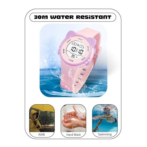 SPIKY Cateye Digital Sports Watch for Kids (White) | Multifunctional with Luminous Display & Alarm | Water Resistant & Soft Silicone Strap | Birthday Gift Wrist Watches for Girls & Boys | Age 2-14 Yrs - Image 5