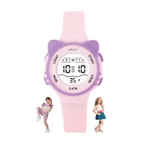 SPIKY Cateye Digital Sports Watch for Kids (White) | Multifunctional with Luminous Display & Alarm | Water Resistant & Soft Silicone Strap | Birthday Gift Wrist Watches for Girls & Boys | Age 2-14 Yrs - Image 1