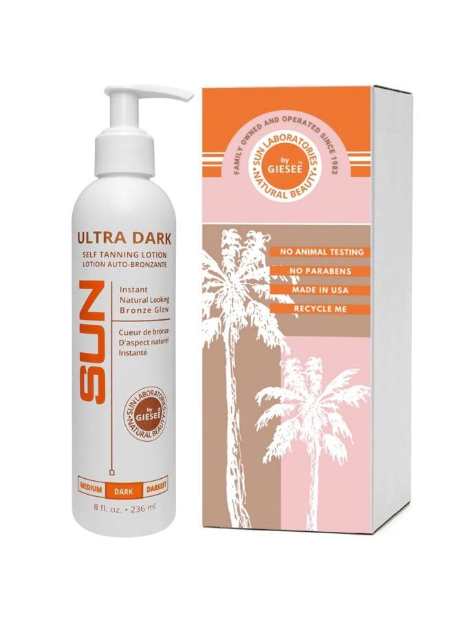 Sun Laboratories by Giesee Sun Laboratories By Giesee Ultra Dark Sunless Tanning Lotion 8 oz - Premium Tanning Lotion for Instant Glow, Organic Self Tanner, Perfect for Body, Face, and Leg Bronzing  - Image 1