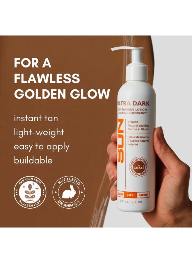 Sun Laboratories by Giesee Sun Laboratories By Giesee Ultra Dark Sunless Tanning Lotion 8 oz - Premium Tanning Lotion for Instant Glow, Organic Self Tanner, Perfect for Body, Face, and Leg Bronzing  - Image 3