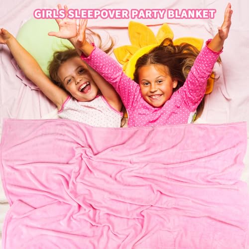 SmoothNovelty 6 Pcs Fleece Sleepover Blanket for Girl Galentines Party Soft Fuzzy Throw Blanket Bulk Warm Flannel Mattress for Pajamas Teepee Spa Movie Night(Pink,40 x 60 Inch) - Image 5