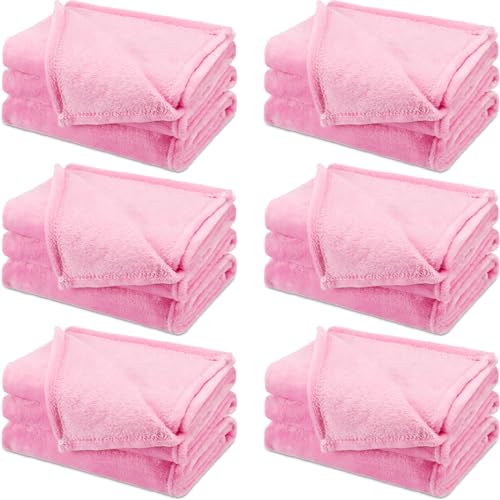 SmoothNovelty 6 Pcs Fleece Sleepover Blanket for Girl Galentines Party Soft Fuzzy Throw Blanket Bulk Warm Flannel Mattress for Pajamas Teepee Spa Movie Night(Pink,40 x 60 Inch) - Image 1