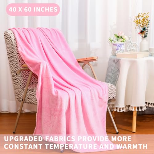 SmoothNovelty 6 Pcs Fleece Sleepover Blanket for Girl Galentines Party Soft Fuzzy Throw Blanket Bulk Warm Flannel Mattress for Pajamas Teepee Spa Movie Night(Pink,40 x 60 Inch) - Image 4