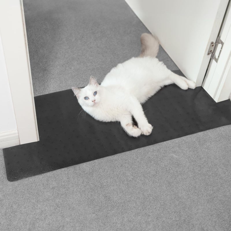 Oroonoko Carpet Protector for Pets Cat Carpet Protector for Doorway, Anti Scratch Under Door Cat Scratch Protector Mat, Easy to Cut Plastic Stopper (Black, 3.6FT-1pack) - Image 1