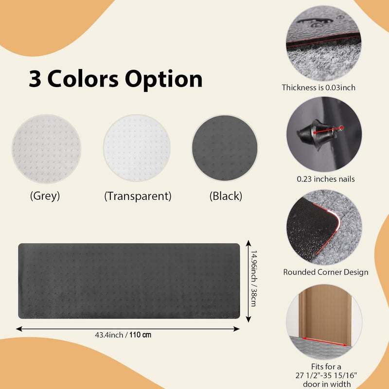 Oroonoko Carpet Protector for Pets Cat Carpet Protector for Doorway, Anti Scratch Under Door Cat Scratch Protector Mat, Easy to Cut Plastic Stopper (Black, 3.6FT-1pack) - Image 2