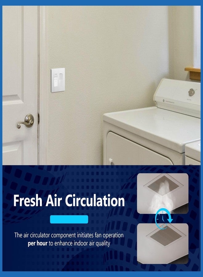 LIDER No Neutral Wire Required Humidity Sensor Switch, Air Circulator, Bathroom Fan Automated Control, Adjustable Timing, 1-Pole, Wall Plate Included, UL Listed, Thermoplastic, Matte White - Image 5