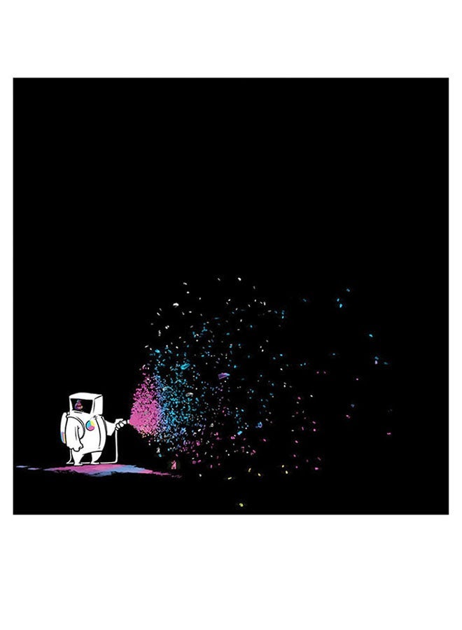 RYN Astronaut Themed Printed MDF Wall Art Black/White/Purple 30x30cm - Image 2