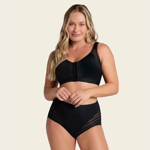 Leonisa High Waisted Invisible Tummy Control Shapewear for Women - Stripe Lace Ladies Underwear Panties Black - Image 5
