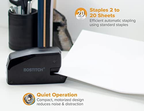 Bostitch مُدبِّس كهربائي محمول من بوسيتش، 20 ورقة، يعمل بالتيار المتردد أو البطارية، أسود (MDS20-BLK) - Image 2