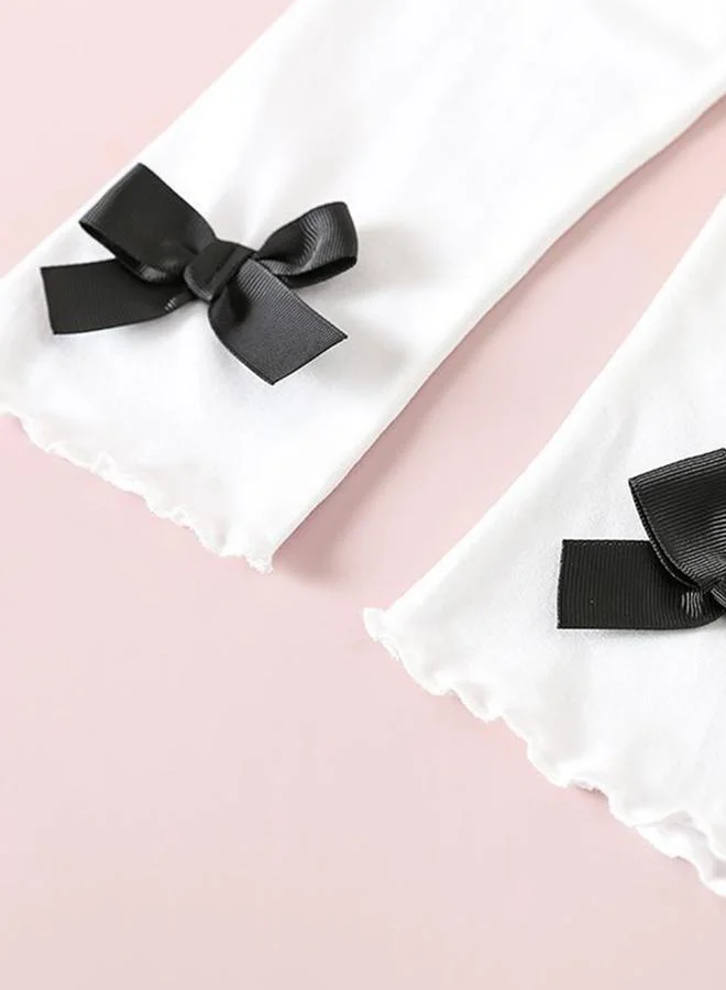 Take Two Girls Striped Collar Longline Top and Bow Detail Legging Set
