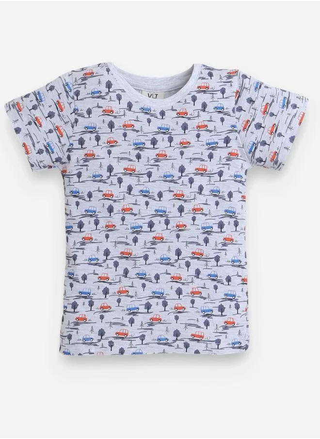 فكتور اند جين All-Over Printed Cotton T-Shirt and Pyjama Set