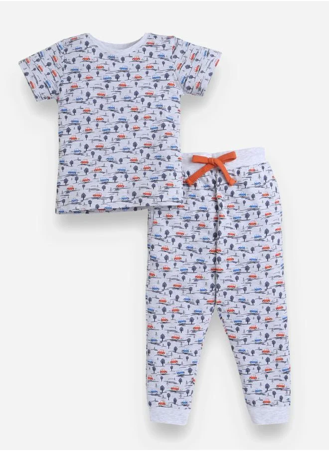 فكتور اند جين All-Over Printed Cotton T-Shirt and Pyjama Set