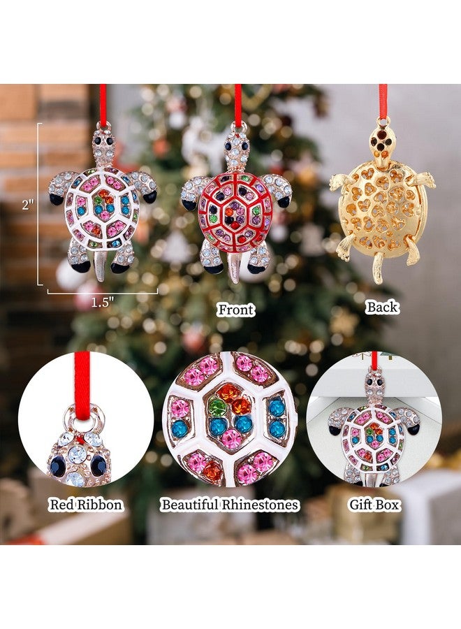 SICOHOME Sea Turtle Ornaments for Christmas Tree - Set of 2 Coastal Sea Ocean Hawaii Beach Themed Christmas Hanging Ornament with Rhinestones for Christmas Tree Gifts for Ocean Lover - Image 5