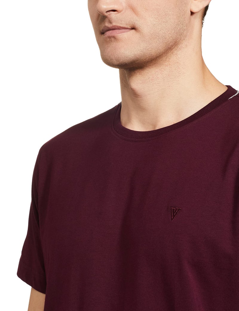 Van Heusen Athleisure Men T-Shirt - Cotton Rich - Smart Tech, Easy Stain Release, Anti Stat, Ultra Soft, Quick Dry_60021_Port Wine_S - Image 3