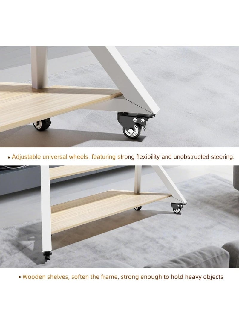Rubik Large Floor TV Trolley Stand with Wheels & Shelves for 65-100 Inch TVs and Displays, Holds 100KG Weight (White) - Image 4