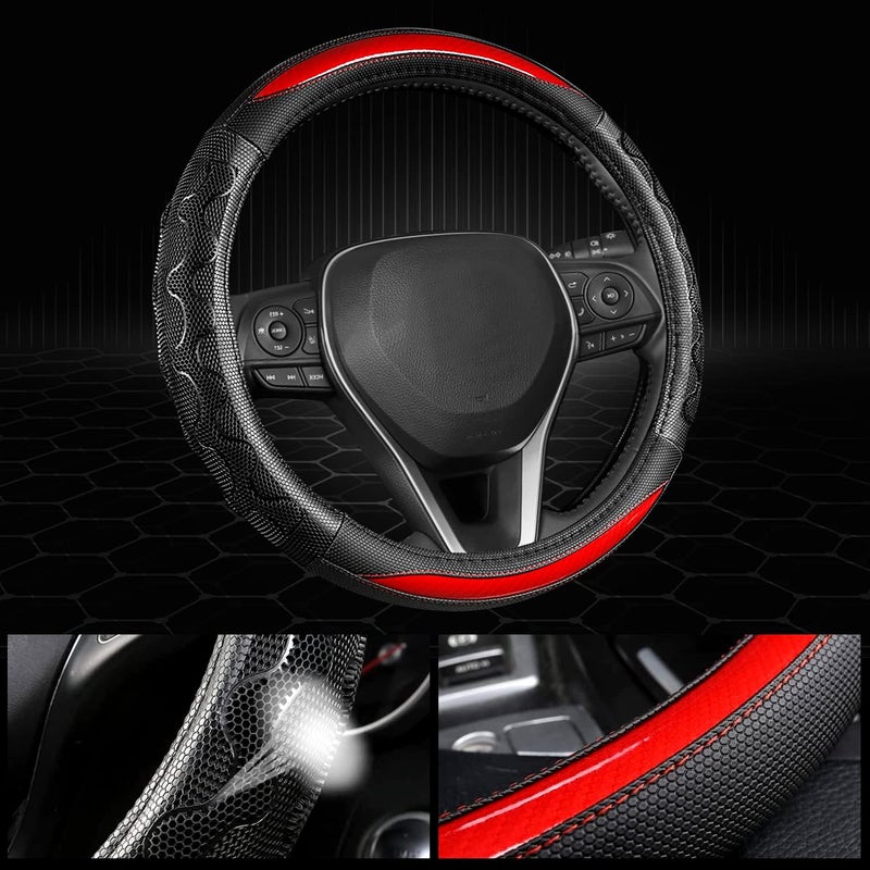 GIANT PANDA Steering Wheel Cover for Toyota RAV4, Car Steering Wheel Cover for Toyota Tacoma Highlander - Red - Image 4