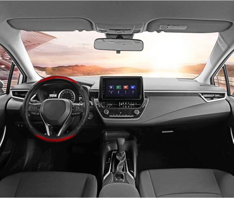 GIANT PANDA Steering Wheel Cover for Toyota RAV4, Car Steering Wheel Cover for Toyota Tacoma Highlander - Red - Image 3