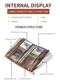 MOSH Womеn's Gеnuinе Lеathеr RFID Long Wallеt Purse - Multifunctional Anti-thеft Monеy Clip & Card Holdеr Wallеt  - Image 3