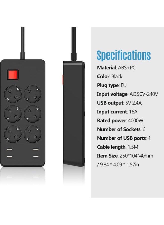 NIBEMINENT Electrical Socket Power Strip Black  - Image 2