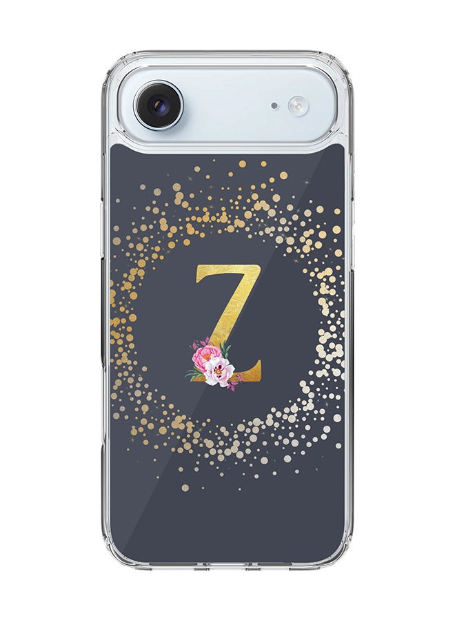 Stylizedd Classic Clear MagSafe Case for iPhone 17 Air , Hybrid Soft Case Flexible Edges Anti Drop TPU PC Gel Thin Transparent Cover [ Designed for iPhone 17 Air ] - Custom Monogram Initial Letter Floral Pattern Alphabet - Z  (Grey )