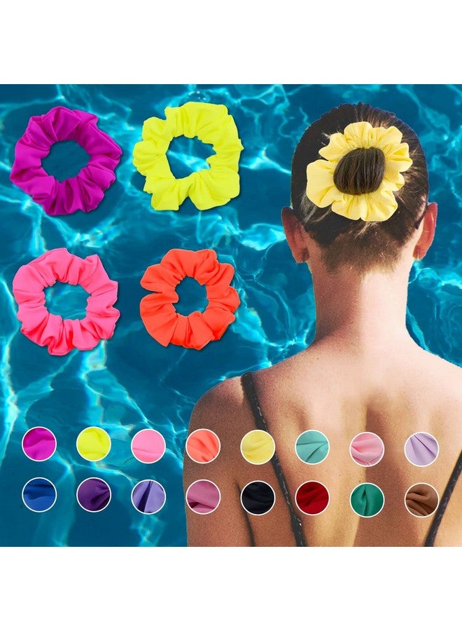 Simnice Waterproof Neon Swim Scrunchies Gym Scrunchie Waterresistant Hair Ties Pool Scrunchie 16 Colors Elastic Hair Bands Ponytail Holder Beach Scrunchies Party Size Scrunchie Hair Tie For Women - Image 1