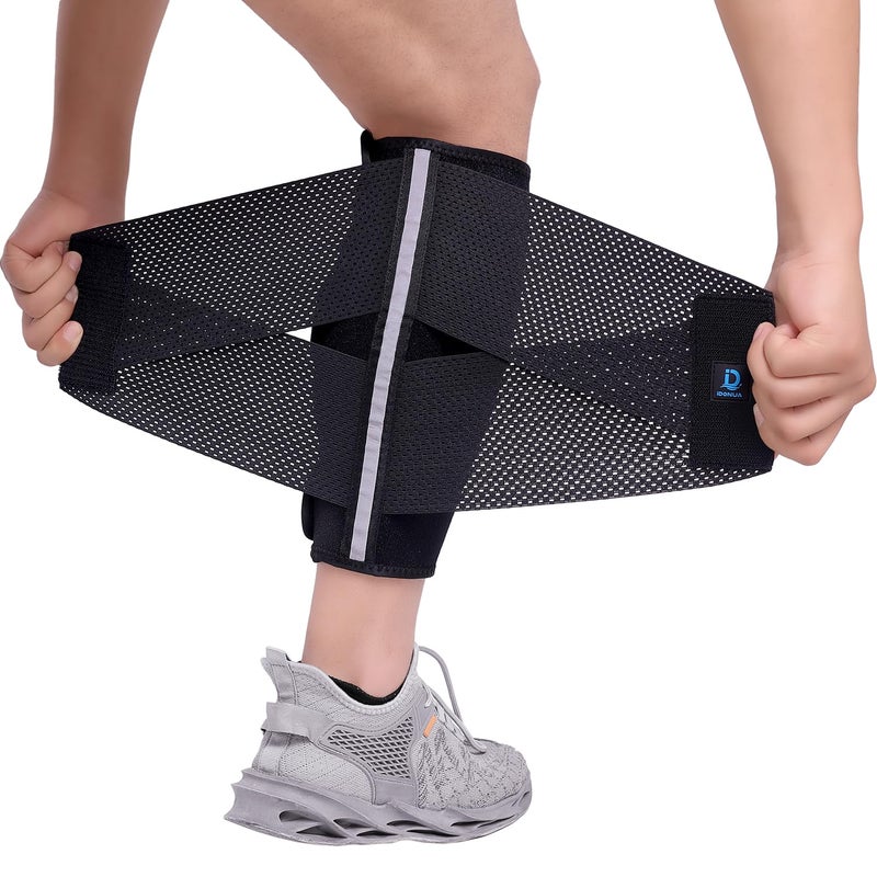 iDonua Calf Brace Compression Sleeve for Torn Calf Muscle fit Men & Women, Innovative 2 Layer Elastic Bandage for Legs adds Extra Pressure for Strain, Swelling, Cramps, Varicose Vein -L/XL - Image 1