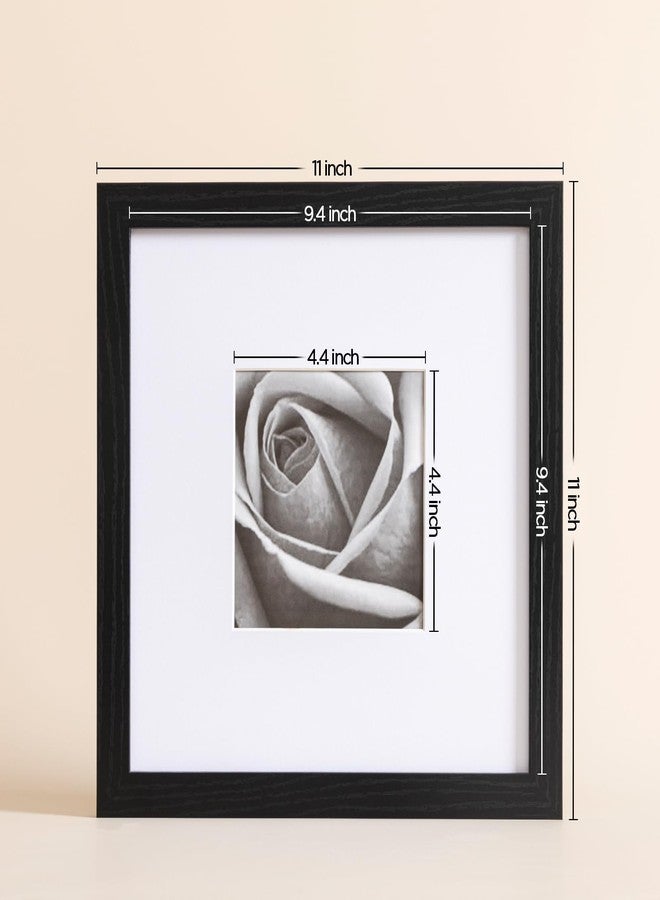 eletecpro 10x10 Picture Frames Set of 9 with Mat for 5x5 Photos or without Mat for 10x10, Square Gallery Wall Decor Collage for Picture Display, Black Frame Set for Wall Hanging - Image 4