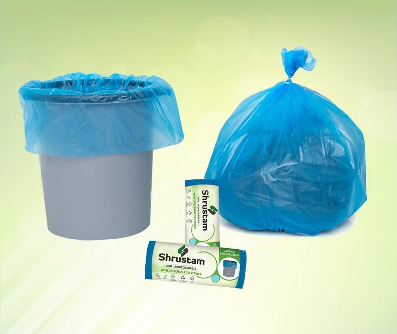 Shrustam Blue Garbage Bags For Dustbin 19X21 Inches MEDIUM 30 Piece Per Roll Pack of 5 150 pcs and Dustbin Covers for Daily Wet and Dry Waste - Image 2