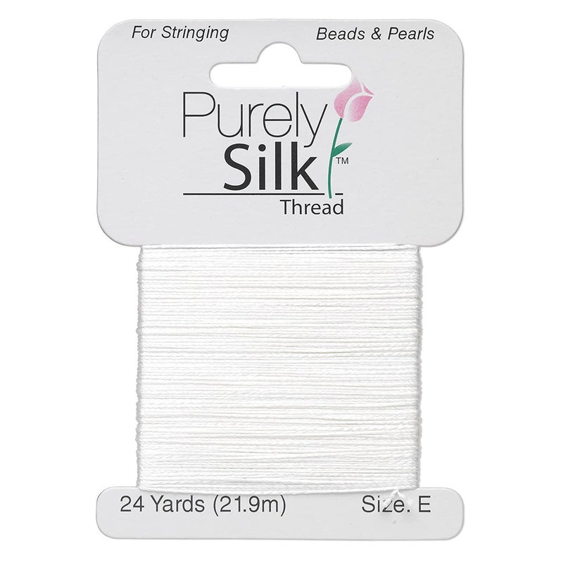 Purely Silk Simply Silk Beading Thread Cord Size E White 0.013 Inch 0.33mm 24 Yards Card for Stringing Weaving Knotting Kumihimo - Image 4