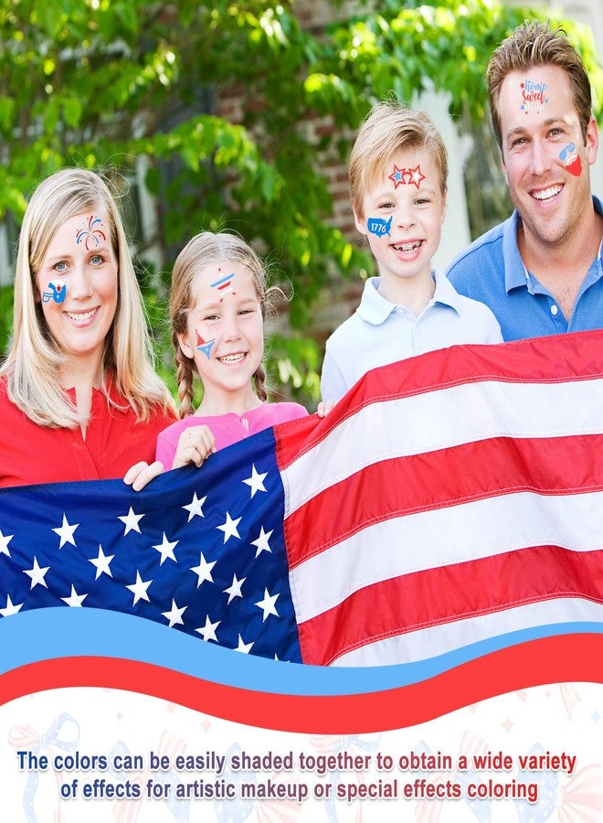 Demonwer 19 Pcs Halloween Face Paint Kit Red White Blue Face Paint Kit with Glitter Stencil Stickers Paint Stick Makeup Brush for Halloween Party Supplies - Image 5