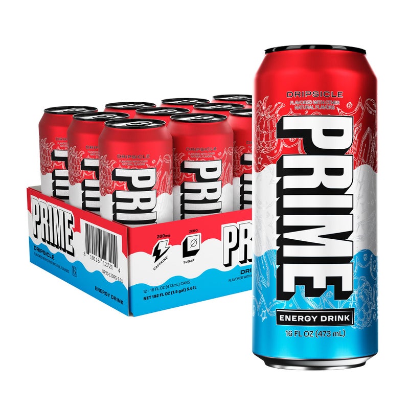 Prime Hydration PRIME Energy DRIPSCICLE, Zero Sugar Energy Drink, 200mg Caffeine and 355mg of Electrolytes for Hydration, Vegan, Gluten Free,16 Fluid Ounce, 12 Pack - Image 1