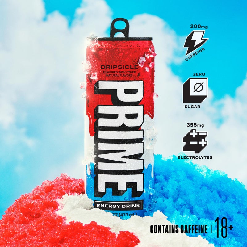 Prime Hydration PRIME Energy DRIPSCICLE, Zero Sugar Energy Drink, 200mg Caffeine and 355mg of Electrolytes for Hydration, Vegan, Gluten Free,16 Fluid Ounce, 12 Pack - Image 3