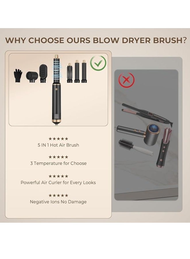 مصفف شعر 5 في 1، فرشاة تجعيد الشعر، فرشاة تجعيد الشعر بالهواء، فرشاة تجعيد الشعر بالهواء الساخن 110000 دورة في الدقيقة 20 م/ثانية، مكواة تجعيد الشعر بالهواء السالب، أدوات تصفيف الشعر لتمليس الشعر - Image 5