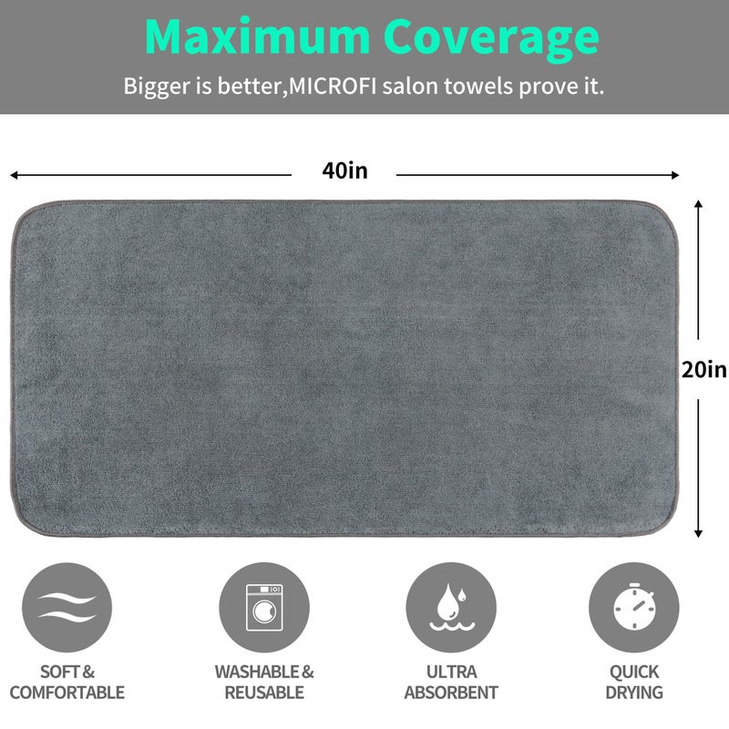 MICROFI New Microfiber Hair Drying Salon Towels, Quick Dry, Lint Free, 2 Pack (Gray) - Image 3