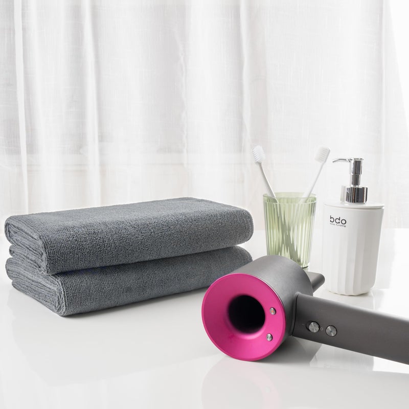 MICROFI New Microfiber Hair Drying Salon Towels, Quick Dry, Lint Free, 2 Pack (Gray) - Image 4