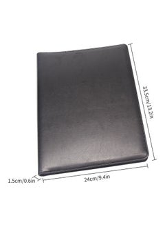 Generic A4 Multi-Functional File Folder PU Leather Business Padfolio Paper Document Storage Organizer Black  - Image 3