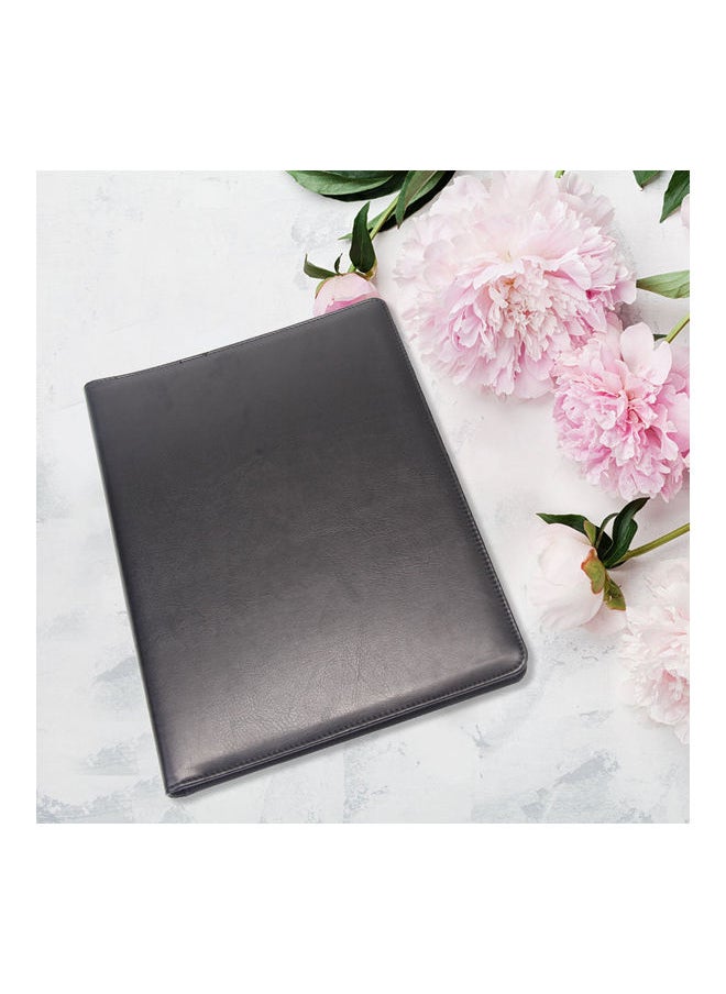 Generic - A4 Multi-Functional File Folder PU Leather Business Padfolio Paper Document Storage Organizer Black - Image 1